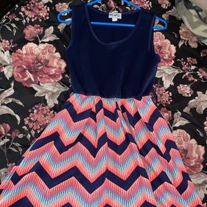 Used - Urban Rose Pink and Blue Chevron Dress